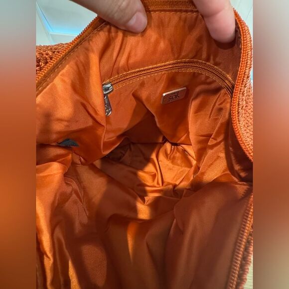 The Sak Crochet Shoulder Bag Rust Orange Crossbody Purse - Picture 7 of 7